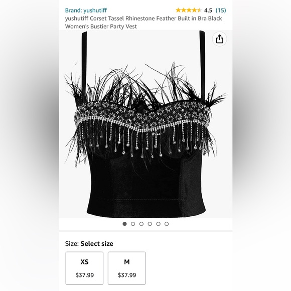Feathered Bustier Top NWOT - Picture 8 of 9